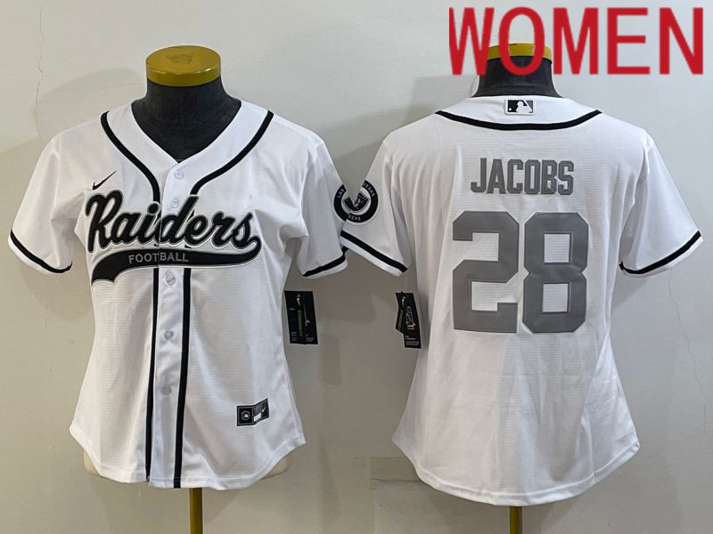 Women Oakland Raiders #28 Jacobs White 2022 Nike Co branded NFL Jerseys->women nfl jersey->Women Jersey